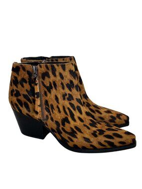 Sam Edelman Walden Womens Size 9M Brown Leopard Print Western Ankle Bootie Zip